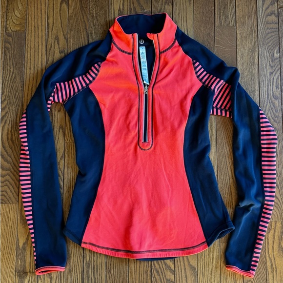 lululemon athletica Other - Lululemon reversible navy/coral 1/2 zip up pullover Long Sleeve Top size 6